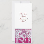 レストラン メニュー モノグラム ピンク ホワイト ディナー、ブランチ 招待状 (裏面)