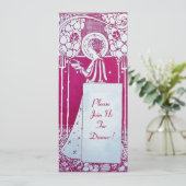 レストラン メニュー モノグラム ピンク ホワイト 夕食,朝食 招待状 (スタンド正面)