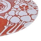 レストラン メニュー モノグラム 赤白 ディナー、ブランチ カッティングボード (角)