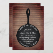 レストラン，鉄のスキレットの木を再オープン 招待状 (正面/裏面)