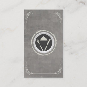 レストラン、食料調達しているシェフのためのナイフ及びフォークのロゴ 名刺