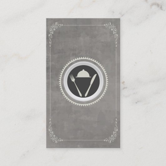 レストラン、食料調達しているシェフのためのナイフ及びフォークのロゴ 名刺 (正面)