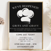 レストラン 黒 白 料理人 帽子 Covid 再開 チラシ