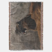 レストンクーガーマウンテンライオンワイルドライフアートデザイン スローブランケット (正面縦)