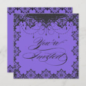 レスプレンデントロマンスレースパープル招待状 招待状 (正面/裏面)