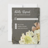 レスポンスカー結婚ドのパテモダンリーフローラアート 出欠カード (正面)