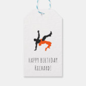 レスラーレスリングシルエット名前をカスタムする ギフトタグ (裏面)