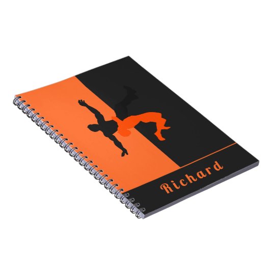 レスラーレスリングシルエット名前をカスタムする ノートブック (右側)