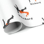 レスラーレスリングシルエット名前をカスタムする ラッピングペーパー (ロールコーナー)