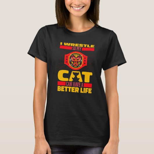 レスラー猫 レスリング Tシャツ (正面)