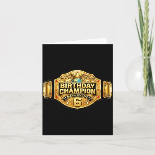 レスラー6歳の誕生日レスリングチャモンParty カード (正面)