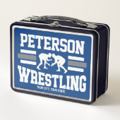 レスラーADD NAMEスクールアスリートレスリングチーム メタルランチボックス (正面)