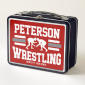 レスラーADD NAMEスクールアスリートレスリングチーム メタルランチボックス (正面)