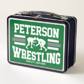 レスラーADD NAMEスクールアスリートレスリングチーム メタルランチボックス (正面)