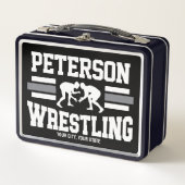 レスラーADD NAMEスクールアスリートレスリングチーム メタルランチボックス (正面)