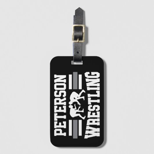 レスラーADD NAMEスクールアスリートレスリングチーム ラゲッジタグ (正面縦)