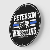 レスラーADD NAMEスクールアスリートレスリングチーム ラージ壁時計 (傾斜)
