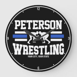 レスラーADD NAMEスクールアスリートレスリングチーム ラージ壁時計