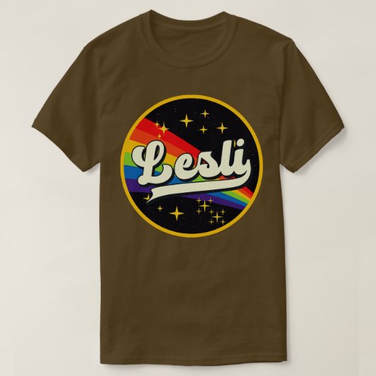 レスリレインボーイン宇宙ヴィンテージスタイル Tシャツ (デザイン正面)