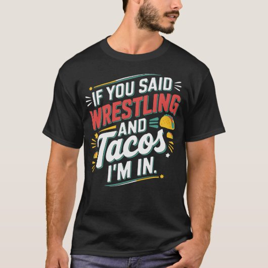 レスリングおもしろいアンドタコスレスルレトロ Tシャツ (正面)