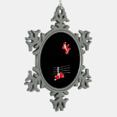 レスリングおもしろいクリスマスサンタホリデークリスマス スノーフレークピューターオーナメント (左)