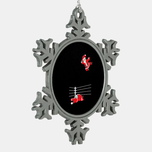 レスリングおもしろいクリスマスサンタホリデークリスマス スノーフレークピューターオーナメント (左)