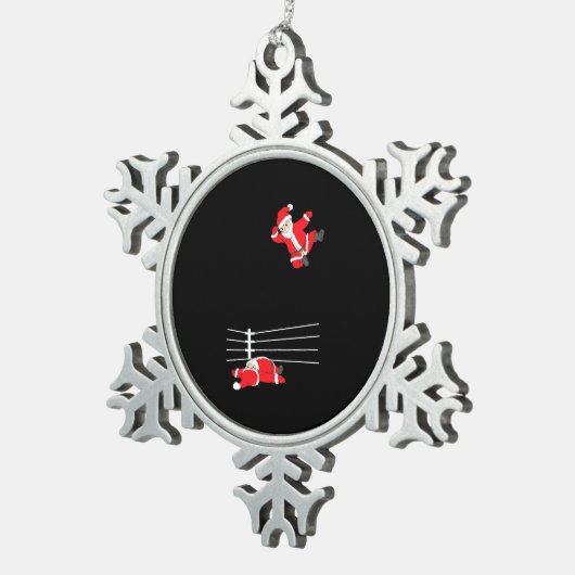 レスリングおもしろいクリスマスサンタホリデークリスマス スノーフレークピューターオーナメント (右)