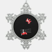 レスリングおもしろいクリスマスサンタホリデークリスマス スノーフレークピューターオーナメント (正面)