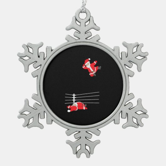 レスリングおもしろいクリスマスサンタホリデークリスマス スノーフレークピューターオーナメント (正面)