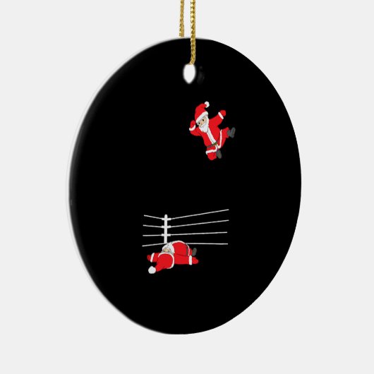 レスリングおもしろいクリスマスサンタホリデークリスマス セラミックオーナメント (右)