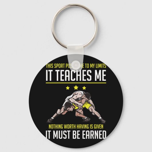レスリングが私を限界まで押し上げ教える キーホルダー (正面)
