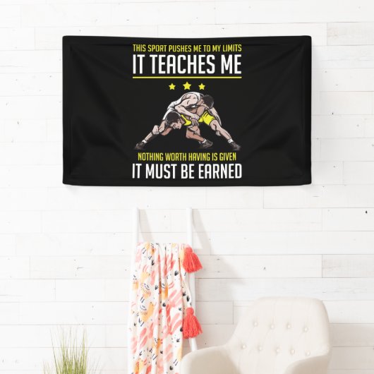 レスリングが私を限界まで押し上げ教える 横断幕 (インサイチュ)