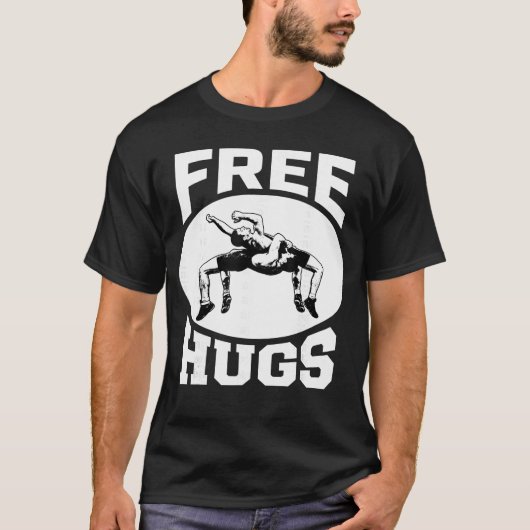 レスリングで楽しくてハグを無料で Tシャツ (正面)