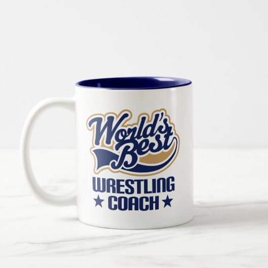 レスリングのコーチのギフト ツートーンマグカップ (左)