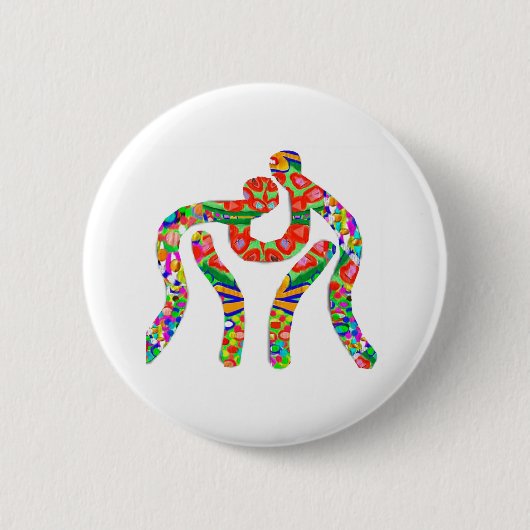 レスリングのレスリング選手のチャンピオン 缶バッジ (正面)