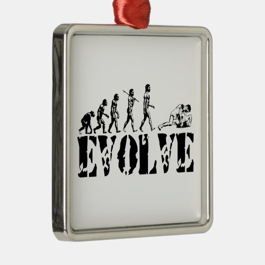 レスリングのレスリング選手の取り組むスポーツの進化の芸術 メタルオーナメント (右)