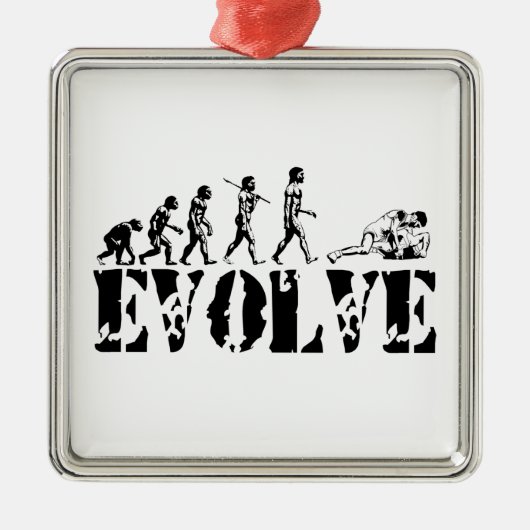 レスリングのレスリング選手の取り組むスポーツの進化の芸術 メタルオーナメント (正面)