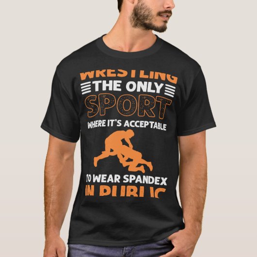 レスリングは公用力士でスパンデックスを着ている Tシャツ (正面)