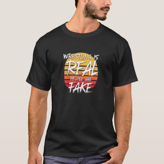 レスリングは実在人が偽である – プロの格闘Fa Tシャツ (正面)