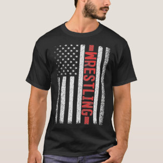 レスリングアメリカ国旗7月4日 Tシャツ