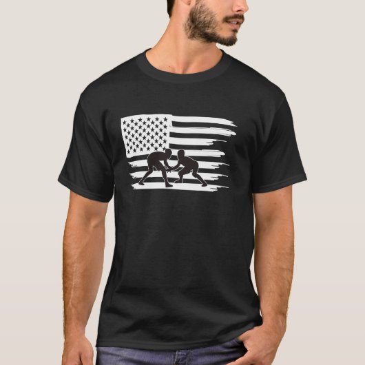 レスリングアメリカ国旗 Tシャツ (正面)