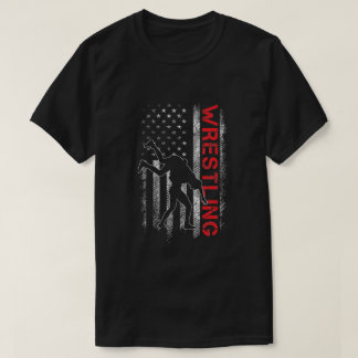 レスリングアメリカ国旗USA引用文レスラー Tシャツ