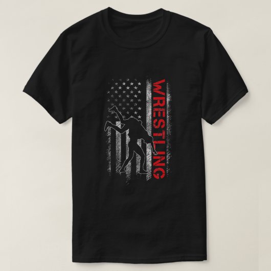 レスリングアメリカ国旗USA引用文レスラー Tシャツ (デザイン正面)