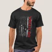 レスリングアメリカ国旗USA引用文レスラー Tシャツ (正面)