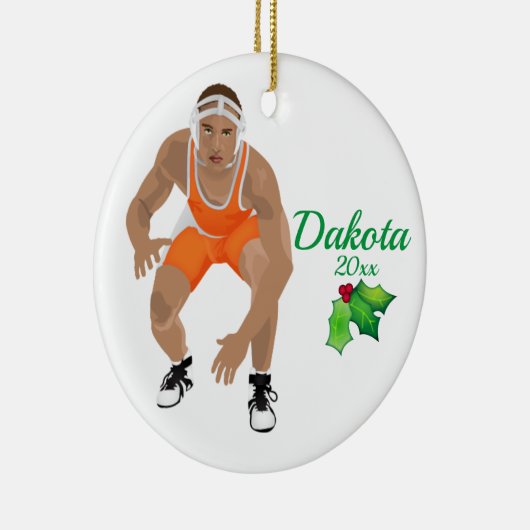 レスリングカスタムクリスマスオーナメントオレンジ セラミックオーナメント (右)