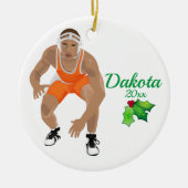 レスリングカスタムクリスマスオーナメントオレンジ セラミックオーナメント (正面)