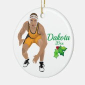 レスリングカスタムクリスマスオーナメントブラック – イエロー セラミックオーナメント (左)