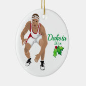 レスリングカスタムクリスマスオーナメントホワイト – 赤 セラミックオーナメント (右)