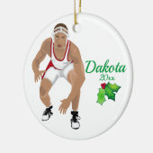 レスリングカスタムクリスマスオーナメントホワイト – 赤 セラミックオーナメント (左)