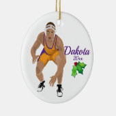 レスリングカスタムクリスマス装飾金ゴールド – 紫 セラミックオーナメント (右)